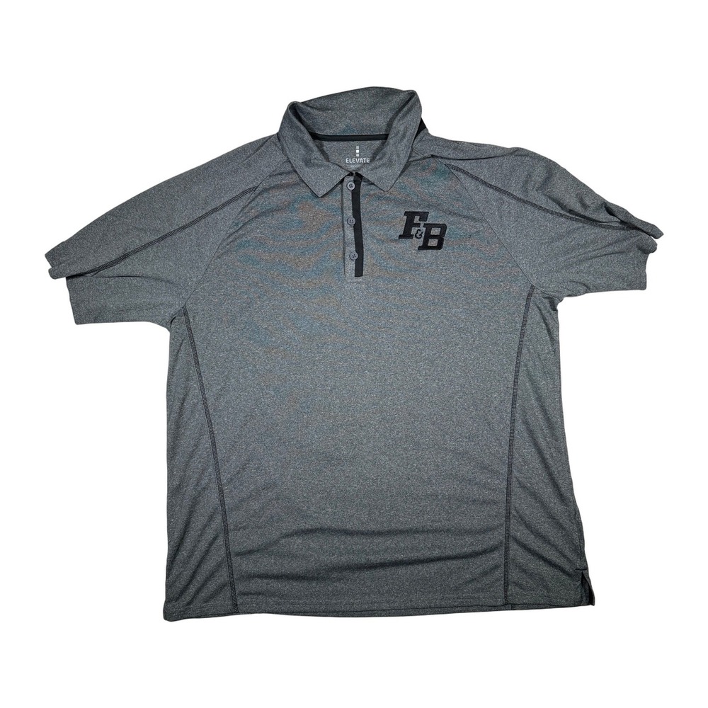 Elevate Mens F&B Logo Polo Shirt Gray XL Short Sleeve Performance Golf
